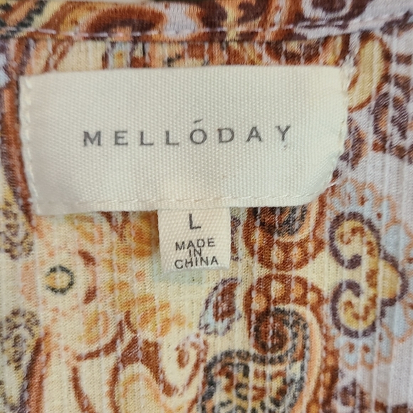 (595) Melloday Woman's  3/4 Length  Blouse,  Size: Large Color: Harvest - Picture 5 of 12